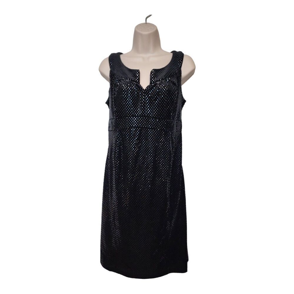 Mimi Maternity Black Sequin Notched Neckline Built-in Tie Dress Size Small